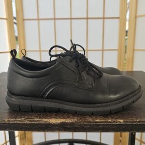 Boys Sz 2 Black Lace Up Oxdord Dress Shoes Memory Foam Wedding